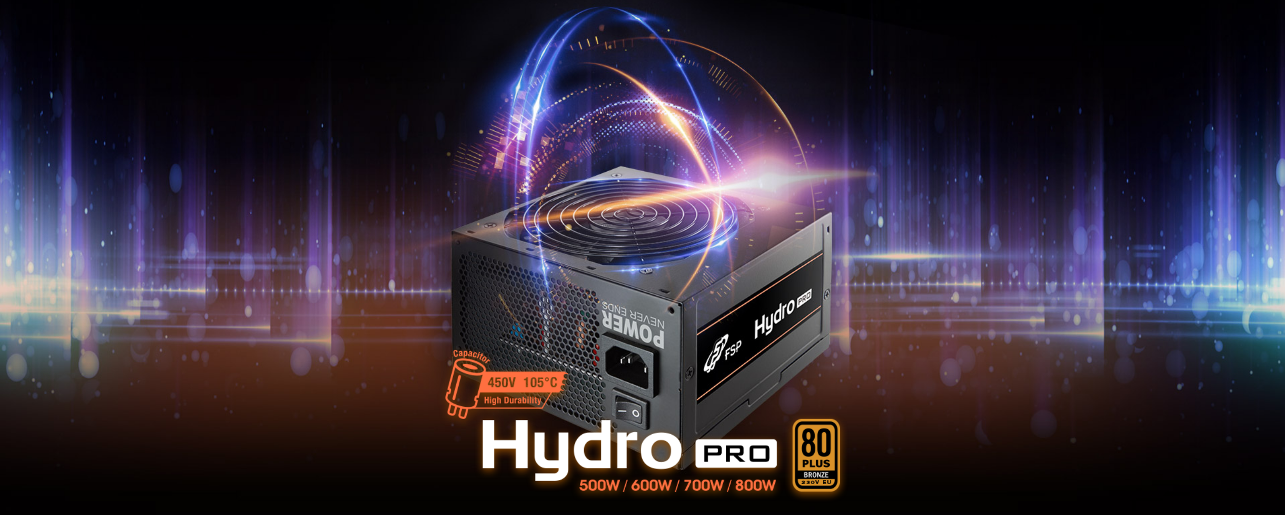 A large marketing image providing additional information about the product FSP Hydro PRO 800W Bronze ATX PSU - Additional alt info not provided